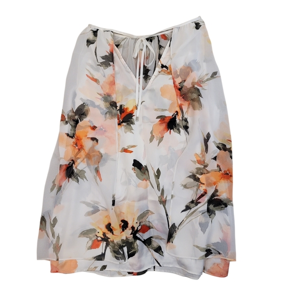 White House Black Market Floral Chiffon Halter Blouse - M - Picture 5 of 11